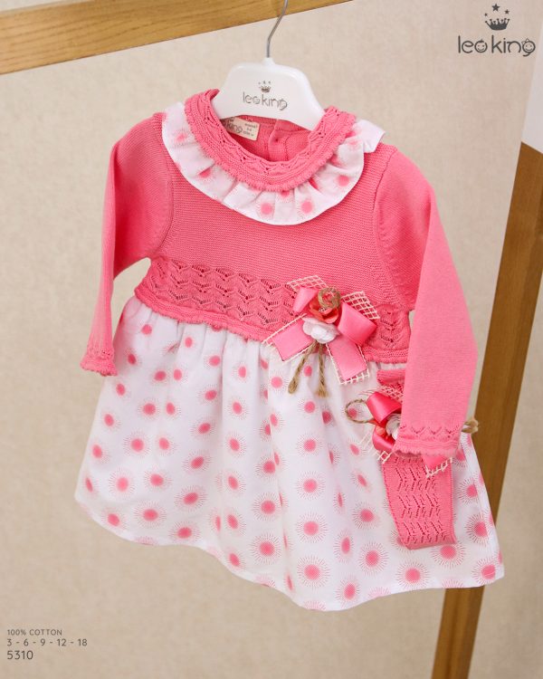 Pink Knit & Bow Baby Dress