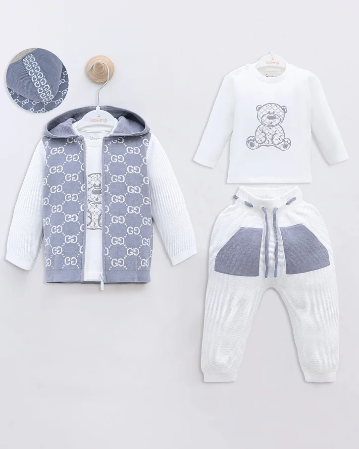 Blue Teddy Hoodie Set