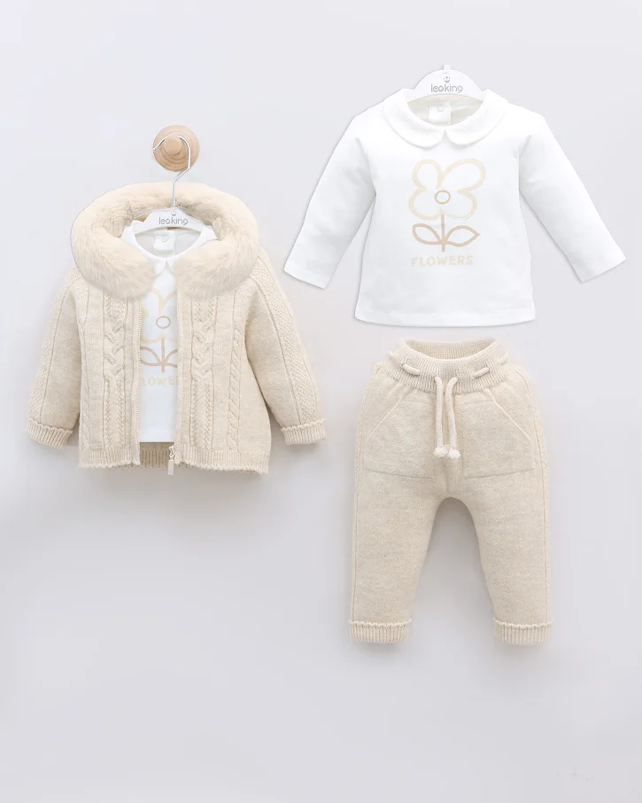 Buttercream Blossom Fur Jacket Set