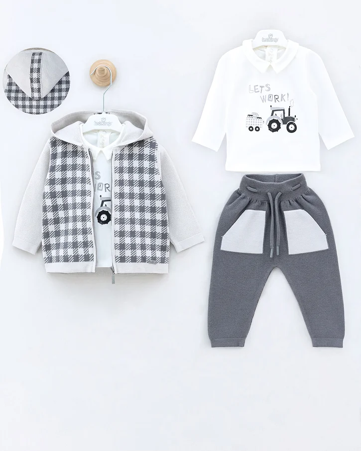 Charcoal Digger Plaid 3-Piece Set