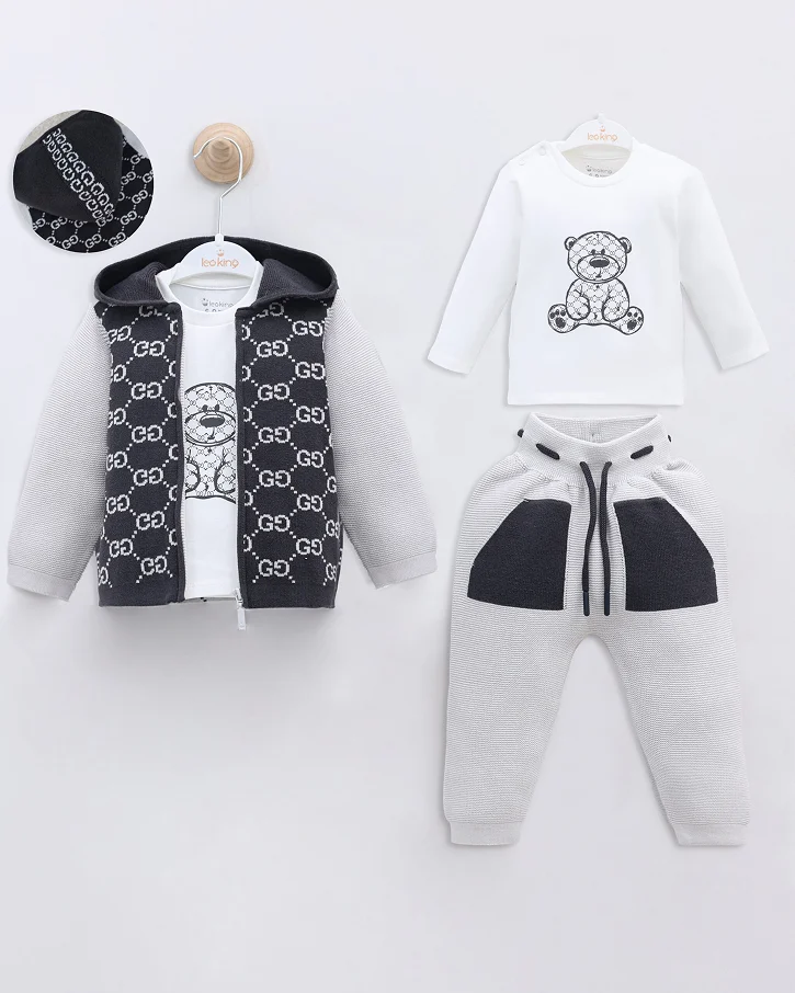 Charcoal Teddy Hoodie Set