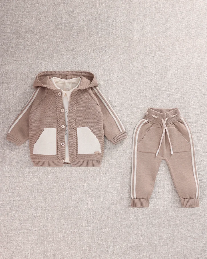 Mocha Stripe Track Knit Set