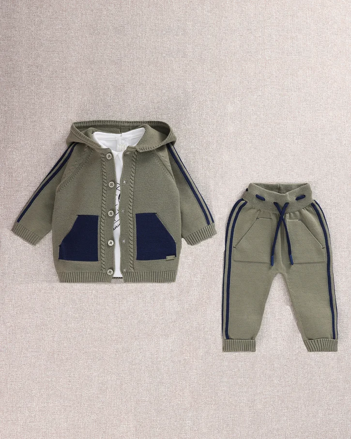 Olive Stripe Track Knit Set