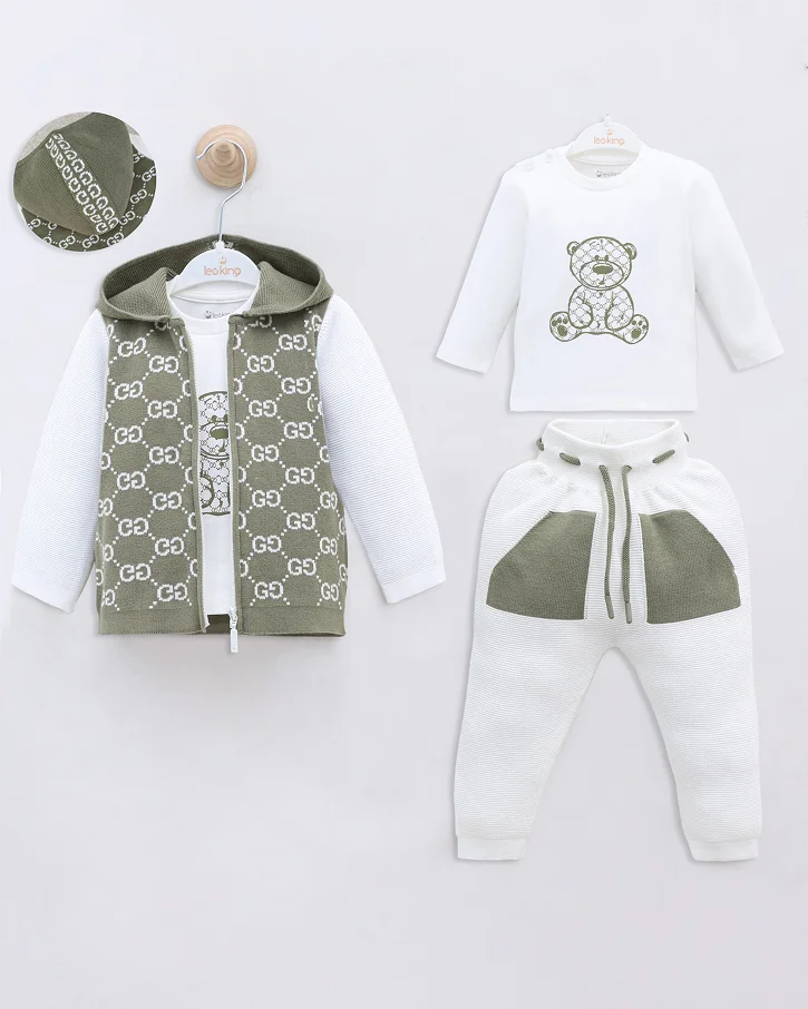 Olive Teddy Hoodie Set