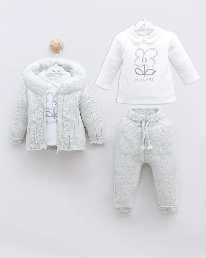 Snow Blossom Fur Jacket Set